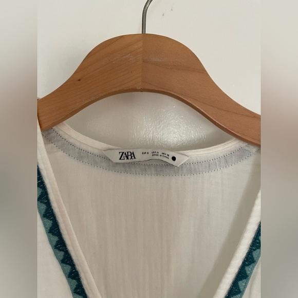 Zara embroidered white and green bohemian dress small - Picture 7 of 11